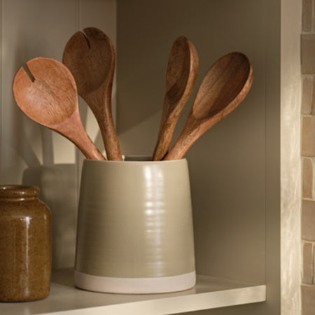 Ceramic clay two tone coxwell utensils holder