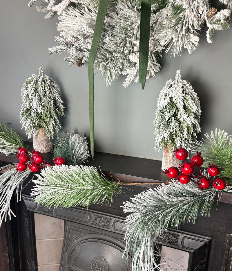 Large thick Red Berry Frosted Garland