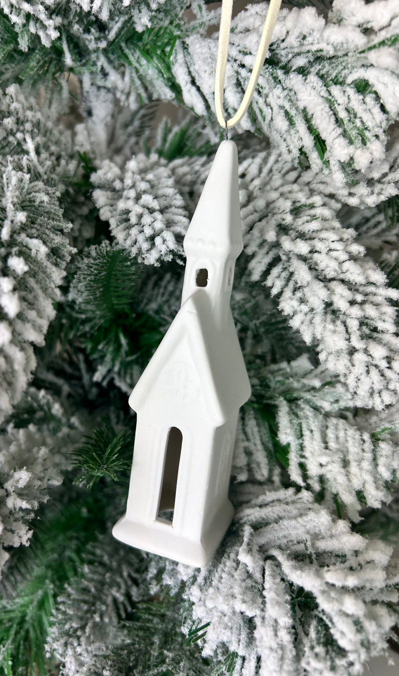 Matt White Church Hanging Decoration