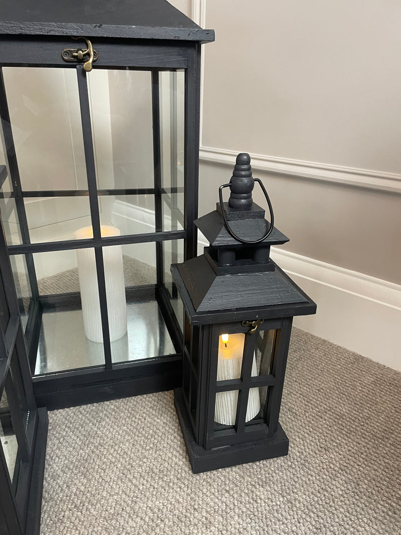 Medium black wooden lantern