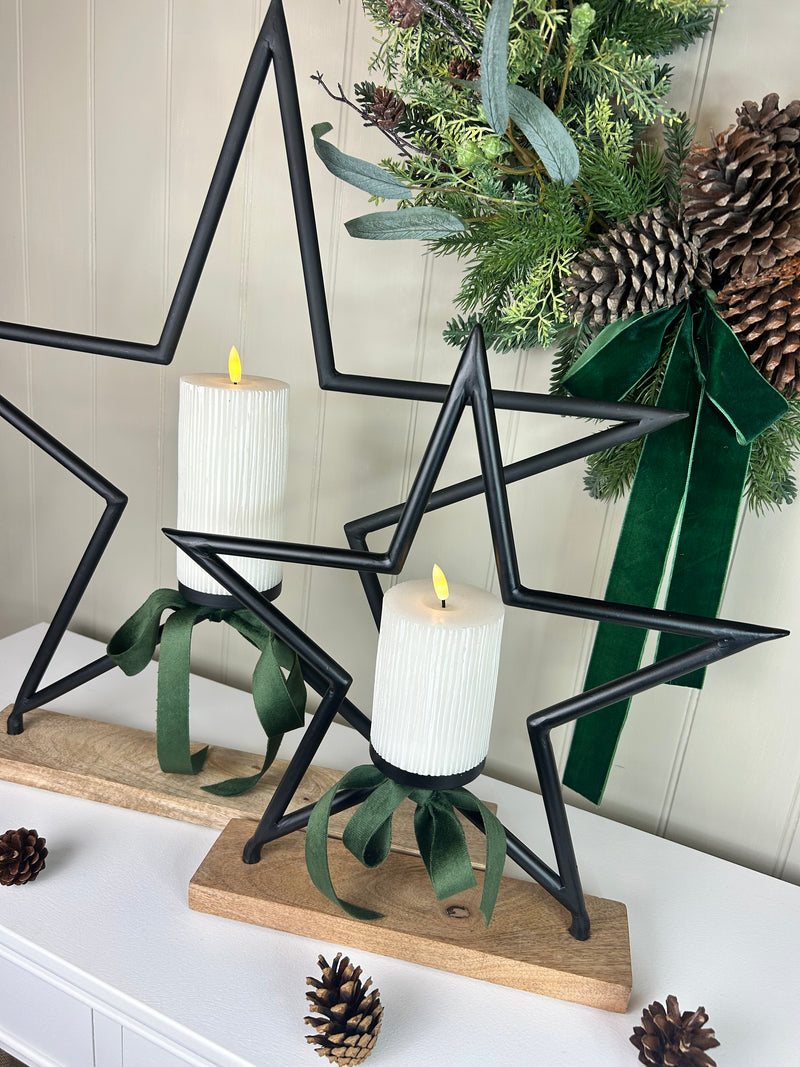 Extra Large Black Metal Star Tea Light candle Holder 2 Sizes