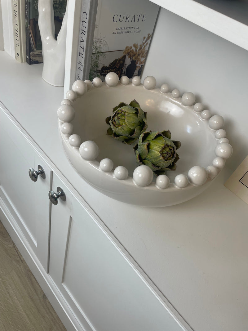 Matt White ceramic large bobble bowl