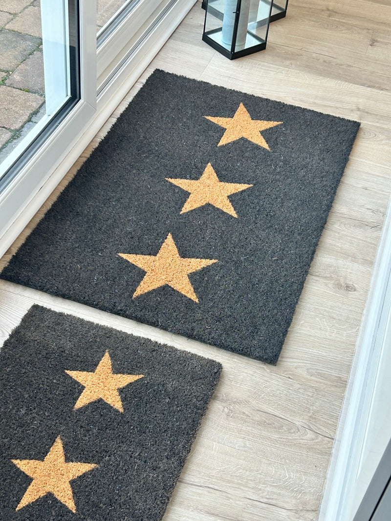 3 star doormat rug coir charcoal 2 sizes