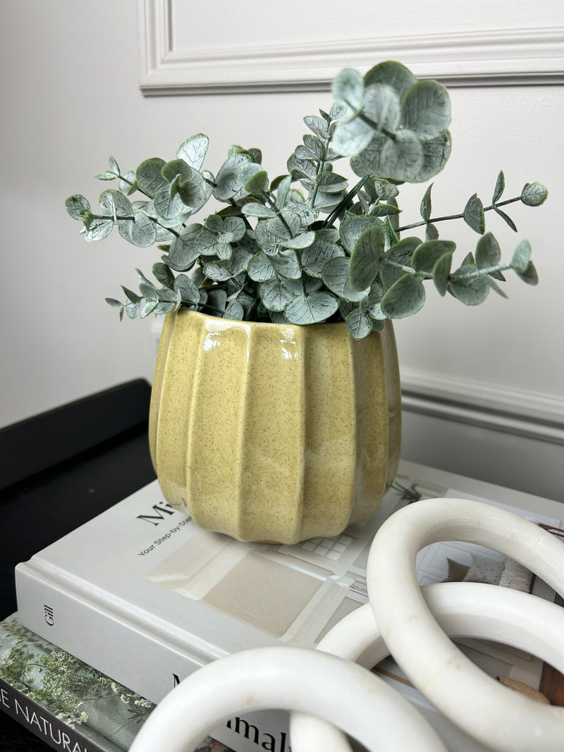 Ribbed Natural Tone Ceramic Plant Pots 4 colours