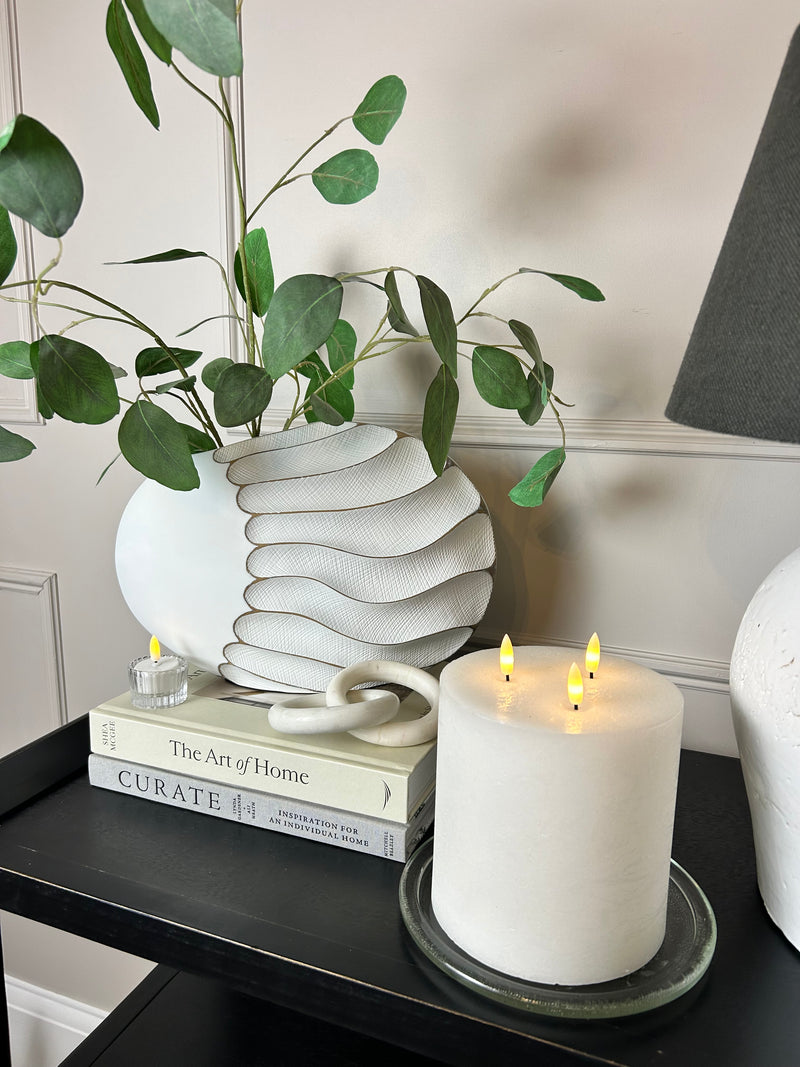 Wave brown and off white textured vase