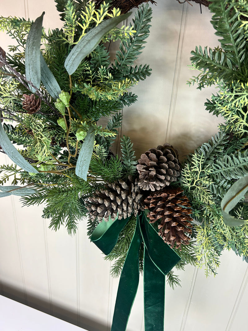 Pine Foliage Bow Wreath 60cm