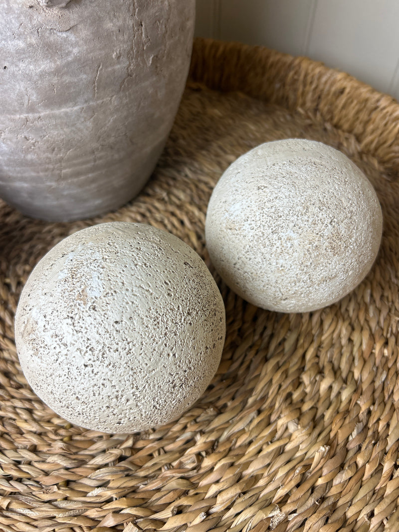 Round Faux travertine stone textured decorative ball