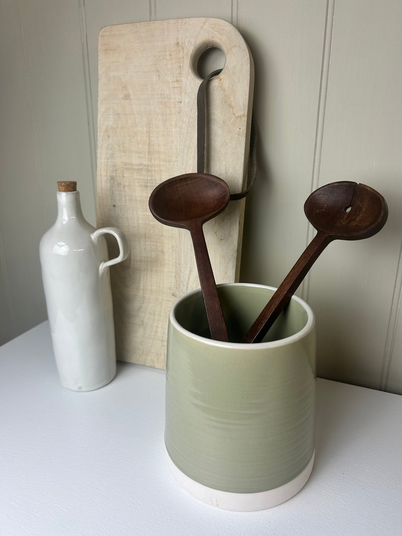 Ceramic clay two tone coxwell utensils holder