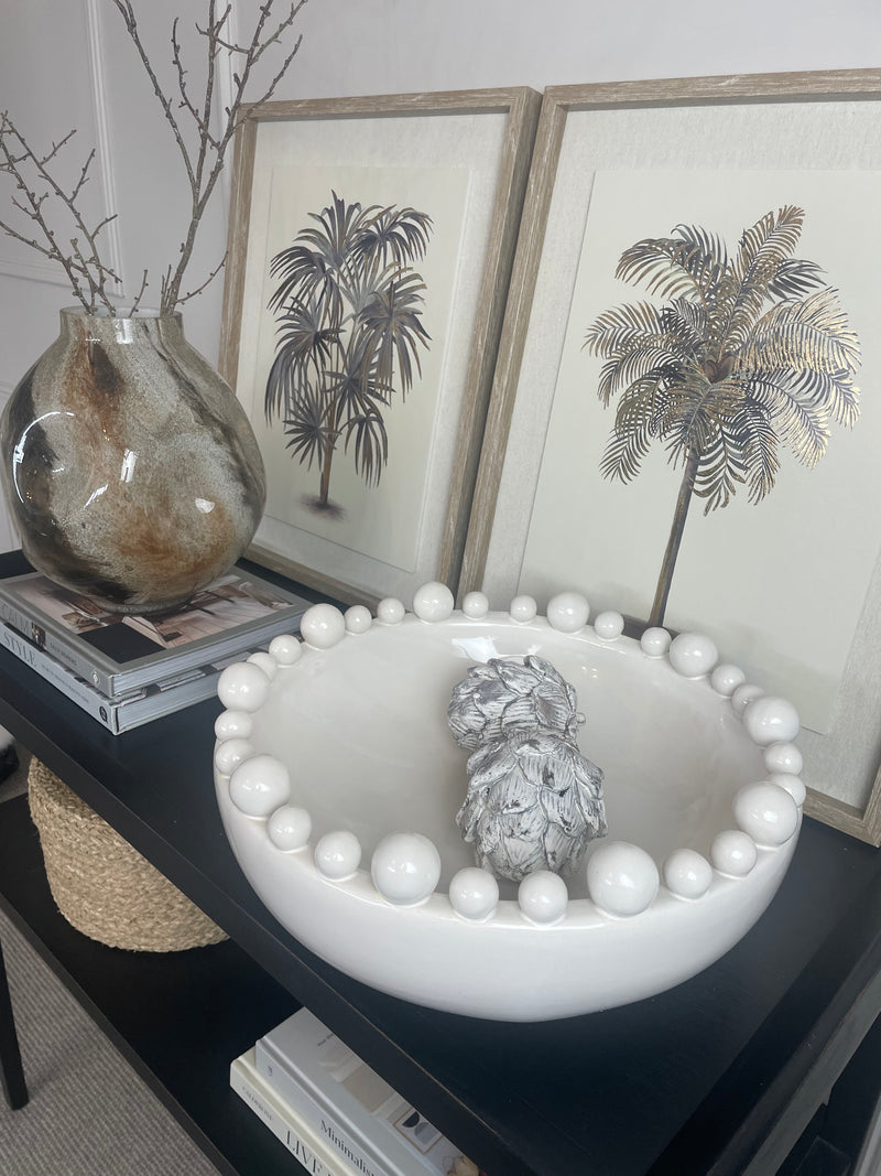 Matt White ceramic large bobble bowl