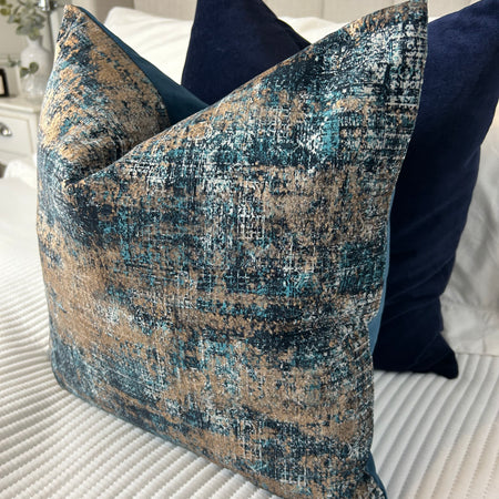 Trulli gold bronze blue luxury feather filled  cushion