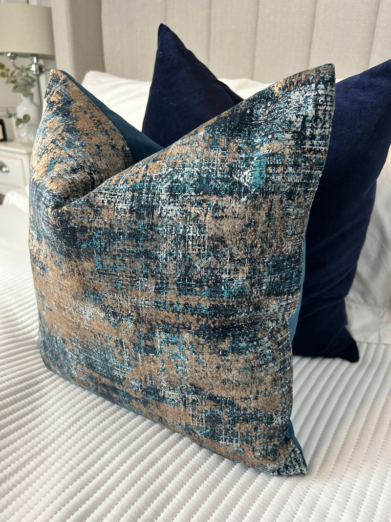 Trulli gold bronze blue luxury feather filled  cushion