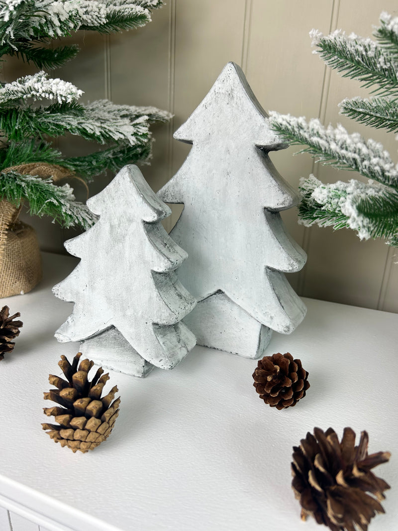 Stone rustic cement Standing chunky Christmas Tree 2 Sizes
