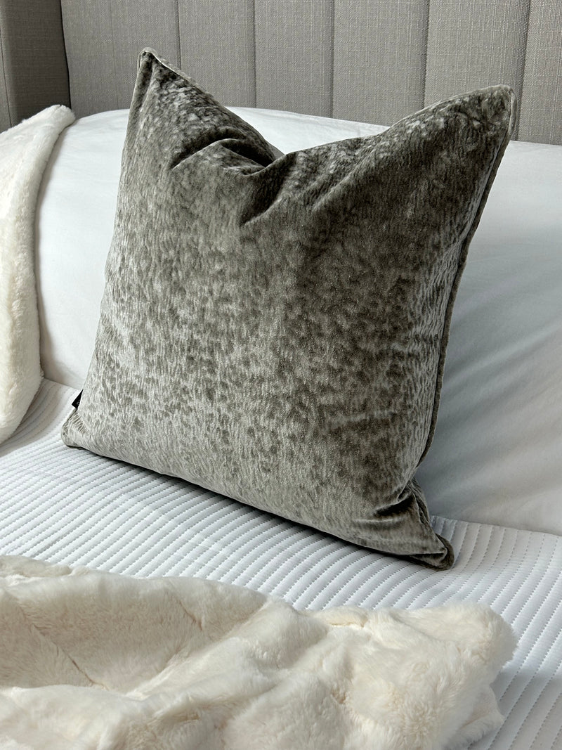 Taupe Ripple Plush Velvet Cushion 50cm x 50cm