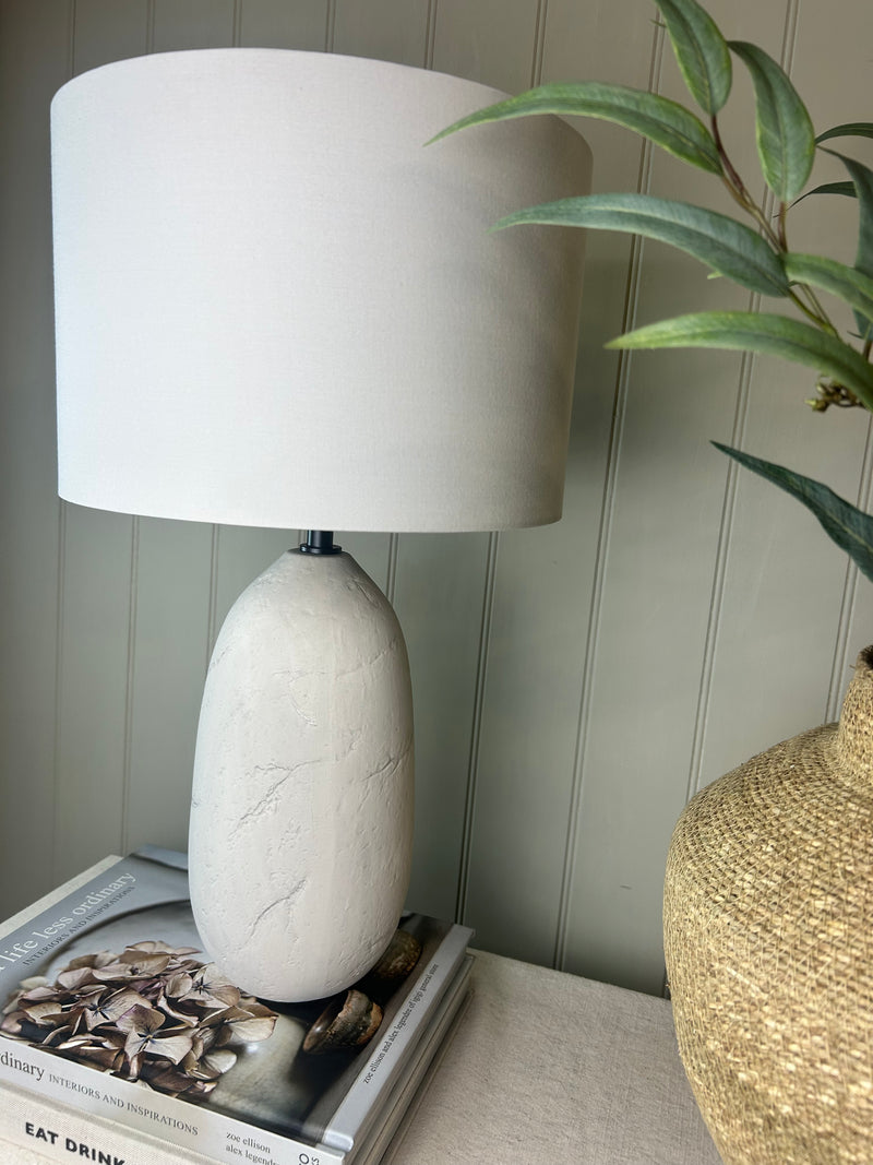 Erika Textured Ceramic Lamp with Shade cement look