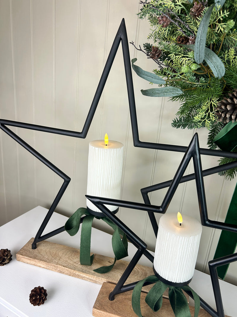 Extra Large Black Metal Star Tea Light candle Holder 2 Sizes