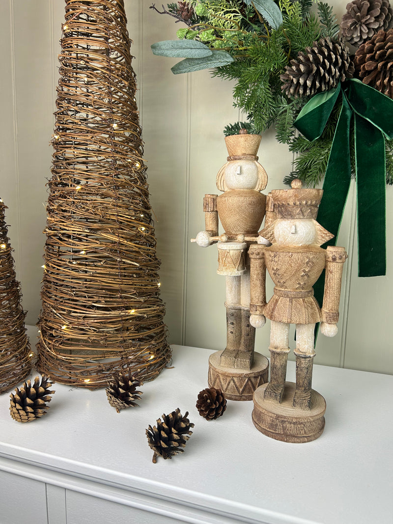 Wood look tall traditional Nutcracker ornament decoration 2 styles