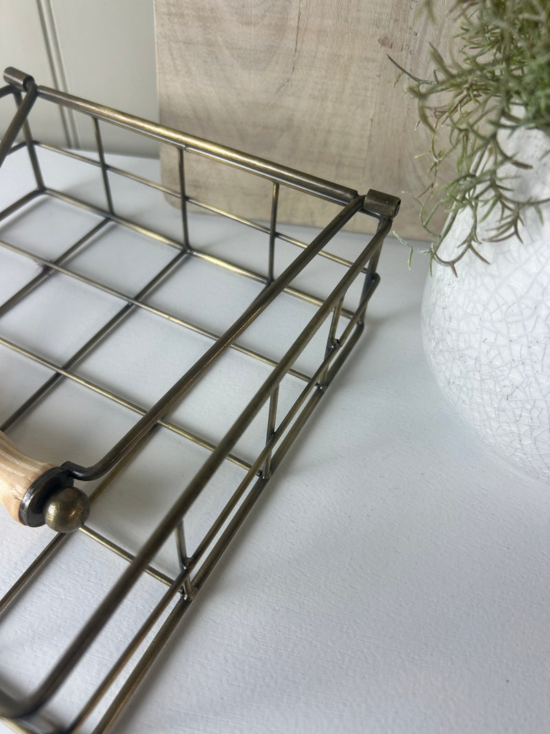 Brass metal napkin holder tray