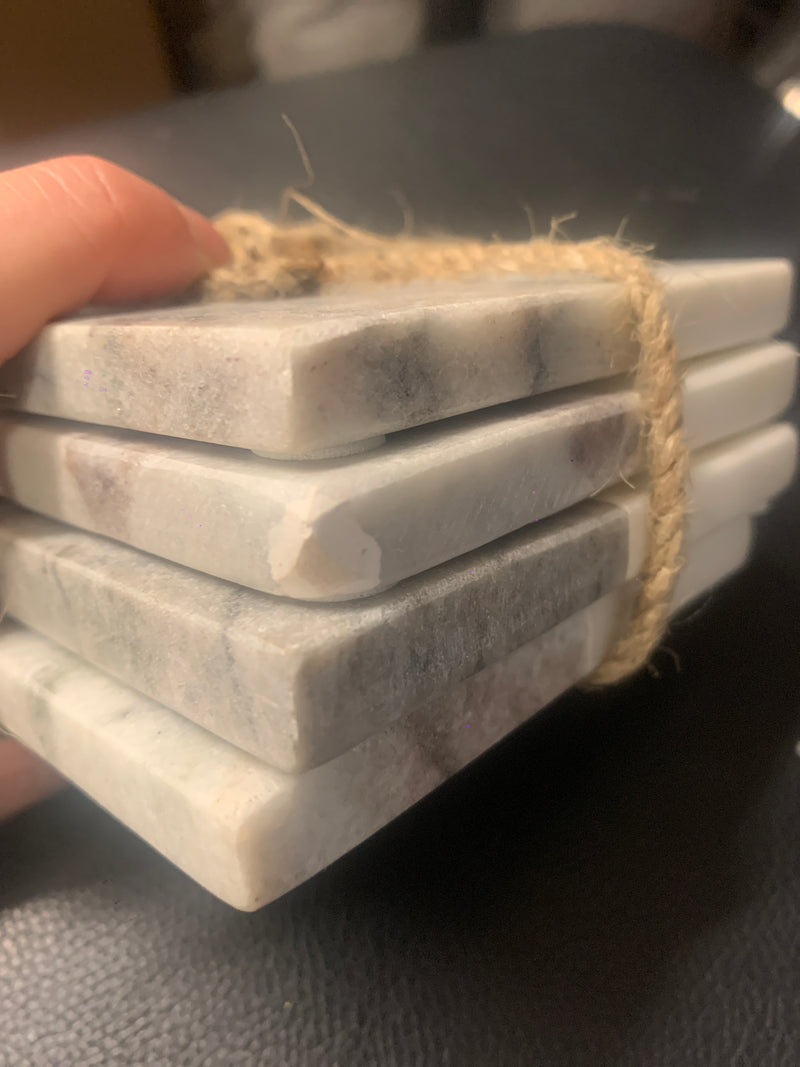 Square marble two tone neutral coasters