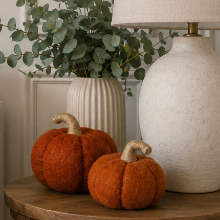 Orange felt autumn pumpkin 2 sizes