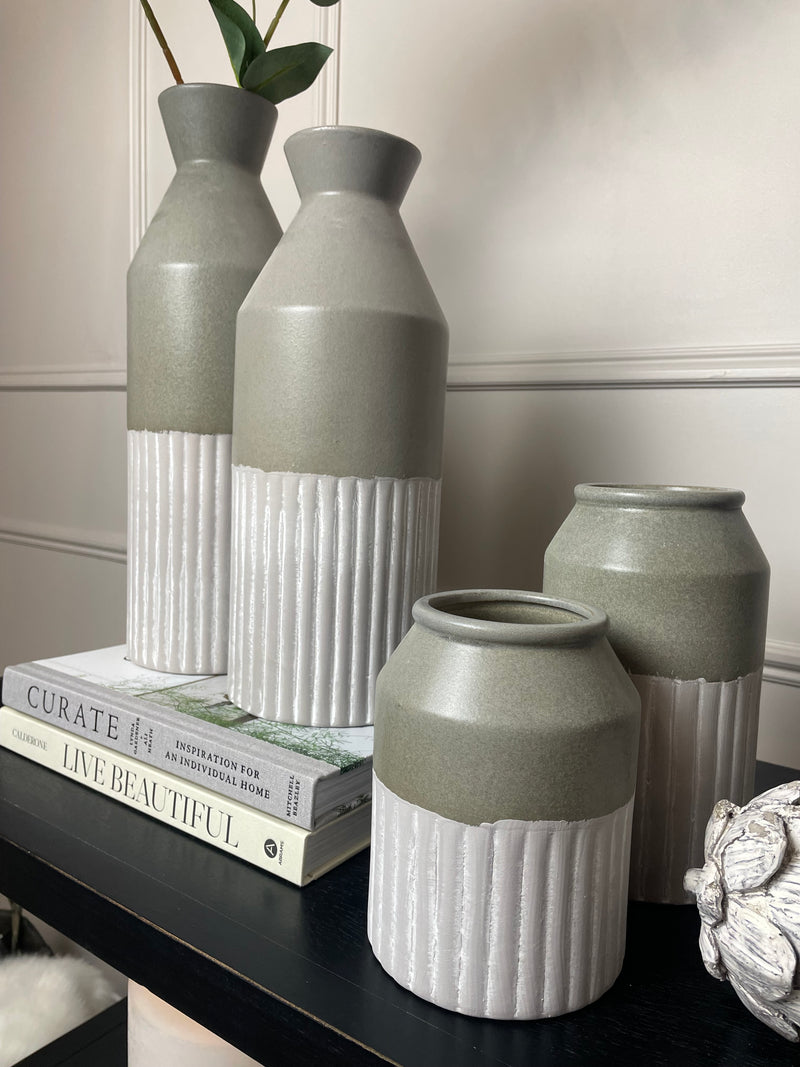 Large Tall two Tone Eclipse Bottle Neck Vase