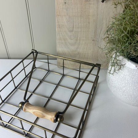 Brass metal napkin holder tray