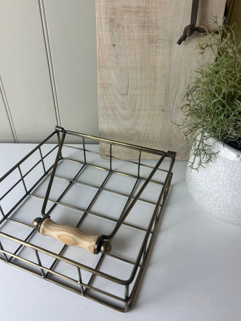 Brass metal napkin holder tray