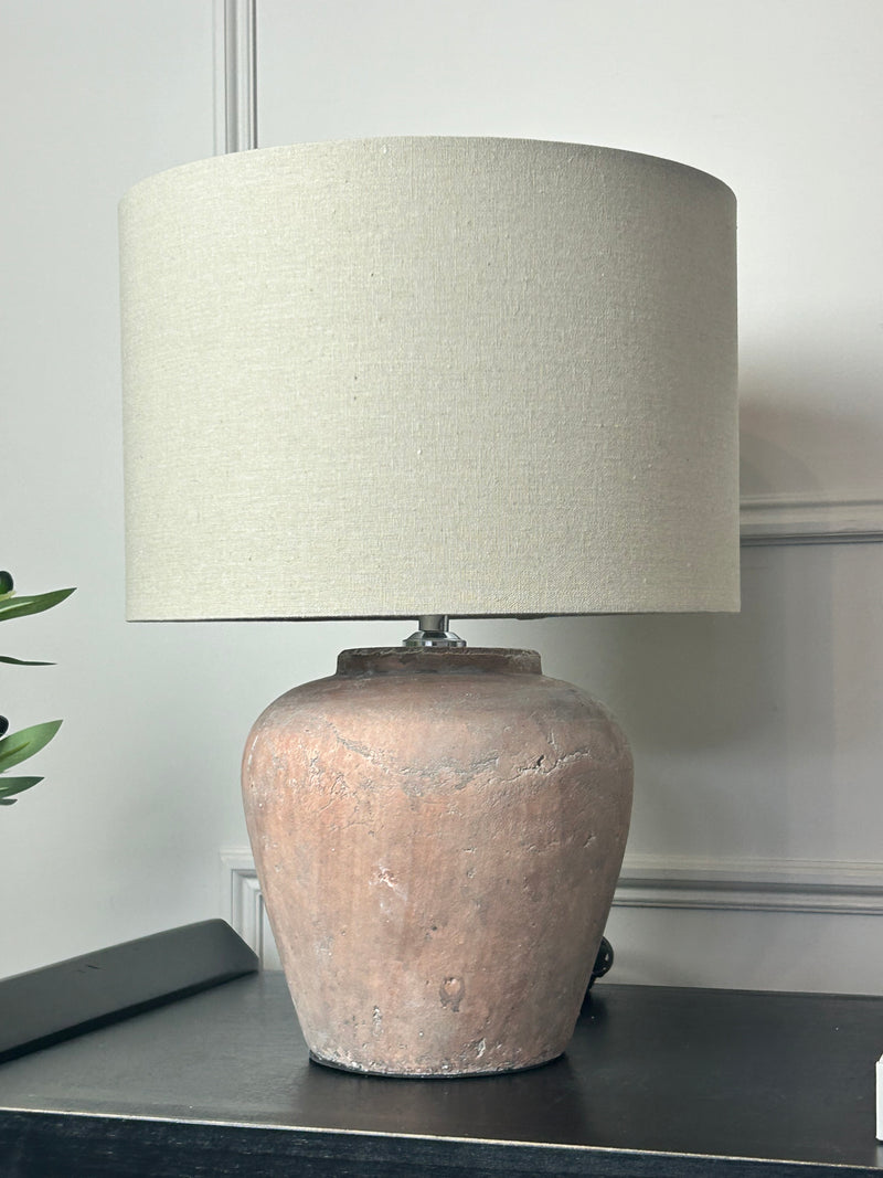 Siena rustic brown table lamp linen shade