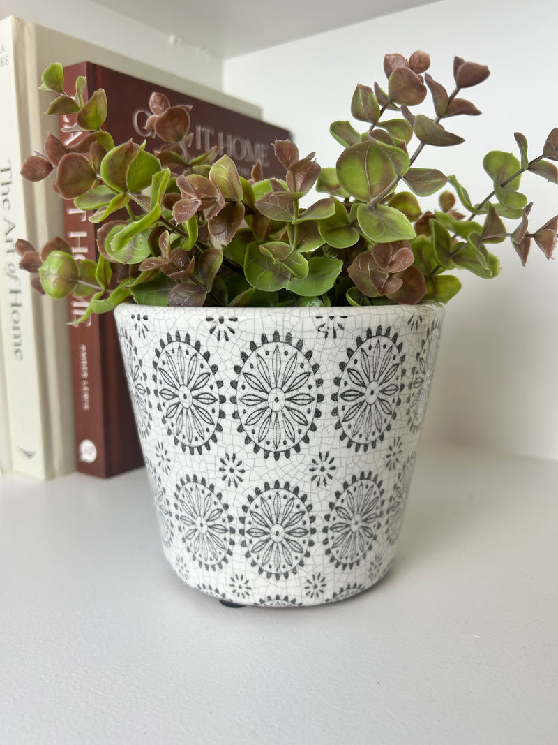 Grey & White Ceramic Dutch Plant Pots 6 Patterns