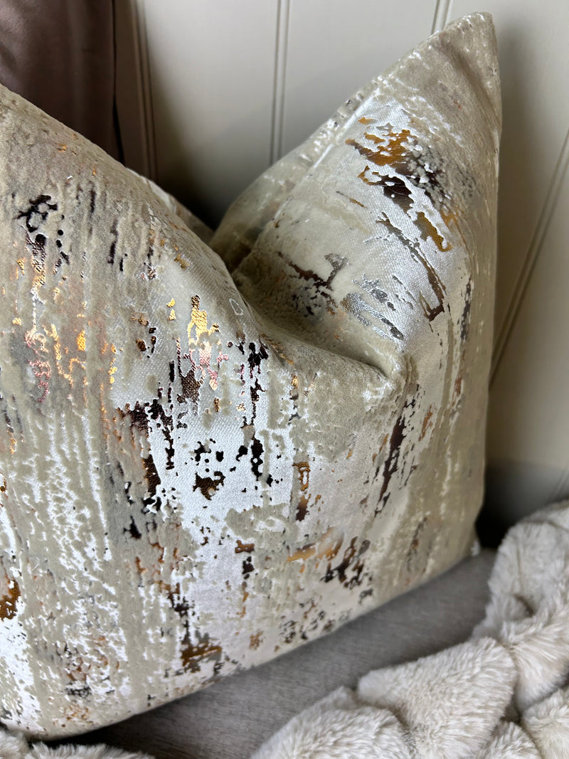 Torcello Natural Taupe beige Bronze Gold Feather Cushion 45cm & 56cm