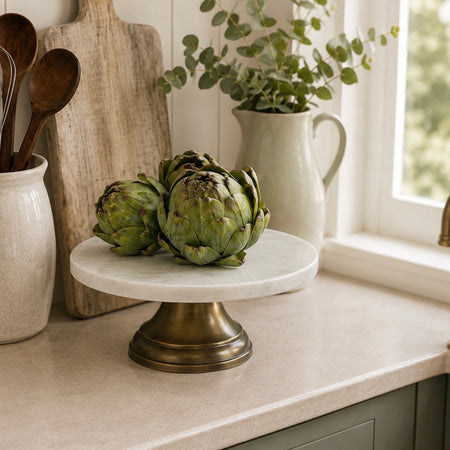 Brass and marble cake stand