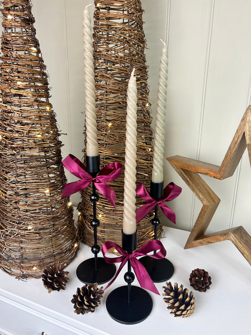 Bobble Black Metal Candlesticks, 3 Sizes