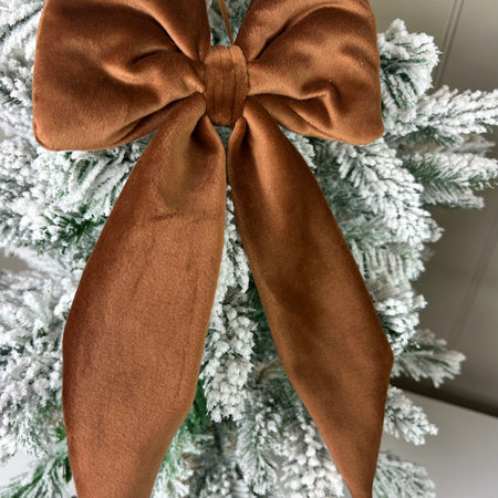 Caramel brown velvet soft hanging Bow