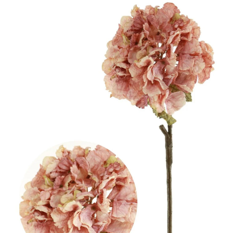 Real feel ruffled blush pink hydrangeas 52cm