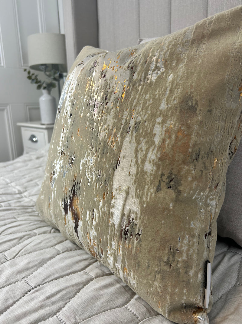 Torcello Natural Taupe beige Bronze Gold Feather Cushion 45cm & 56cm