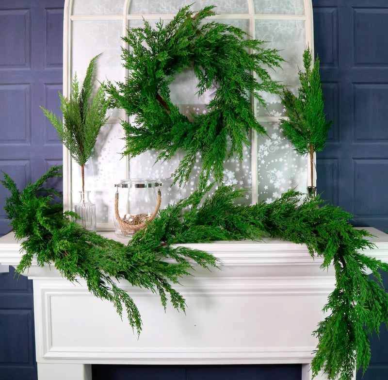 Real touch cedar full realistic pine garland long 200cm