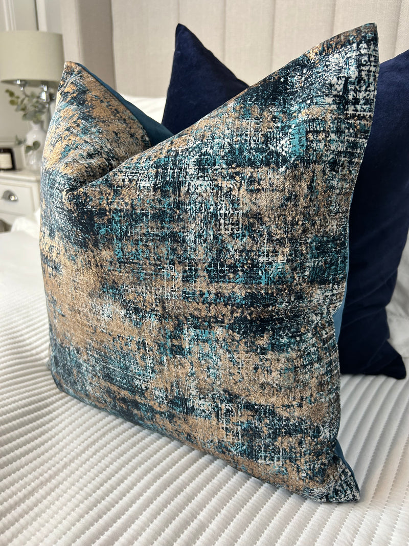 Trulli gold bronze blue luxury feather filled  cushion