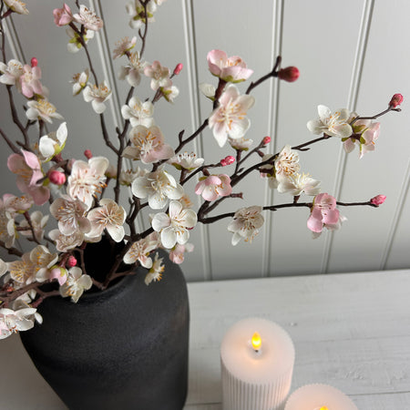 Blush pink blossom stem with buds 50cm