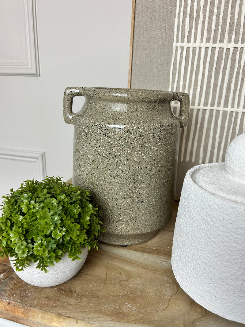 Hemp vase reactive glaze double handle vase