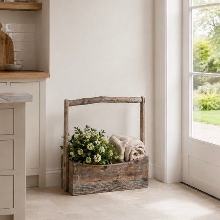 Huge Large Pine Handled Tray Basket trug