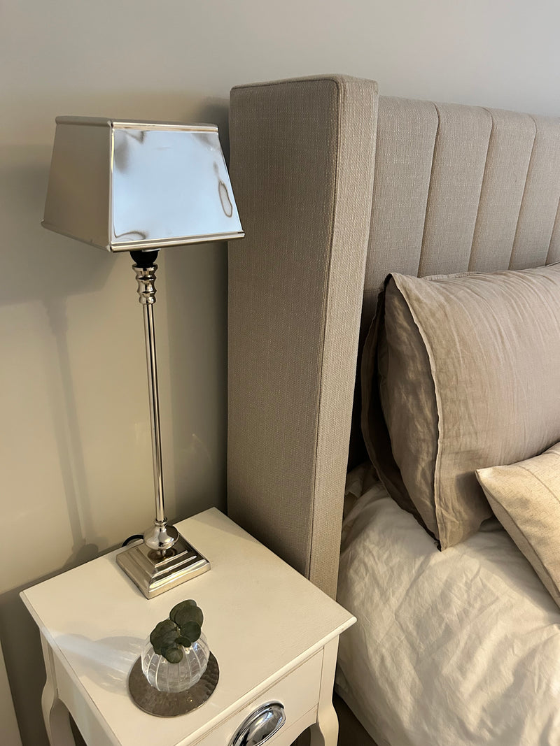 Slim chrome nickel lamp with metal shade