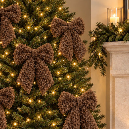 Large Brown Soft Boucle Hanging Bow