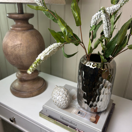 Silver Dimple hammered Effect ceramic Vase