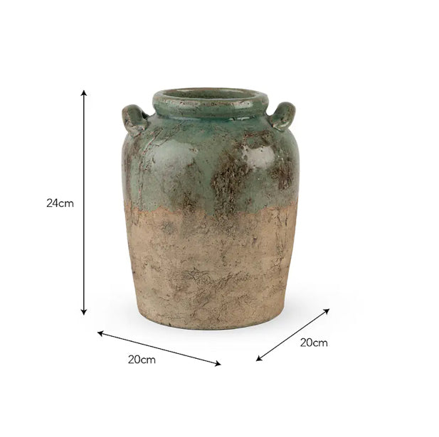 Meysey green natural rustic stone vase