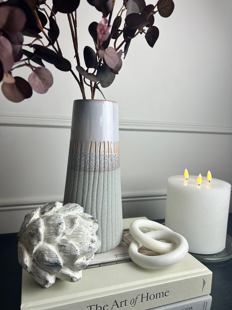 Natural grey sandstone two tone ombré vase