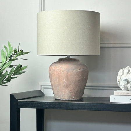 Siena rustic brown table lamp linen shade