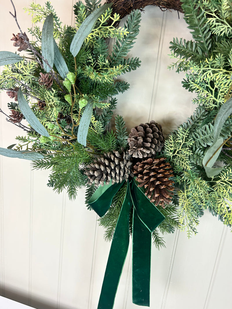 Pine Foliage Bow Wreath 60cm