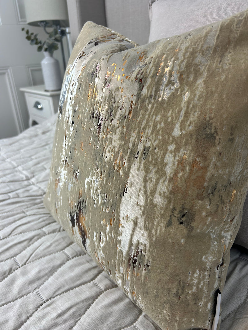 Torcello Natural Taupe beige Bronze Gold Feather Cushion 45cm & 56cm