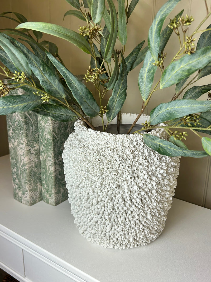 White Barnacle coral Textured chunky Vase 24cm Tall
