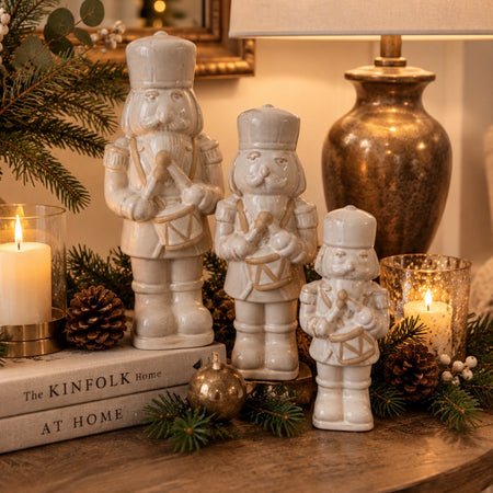 White Ceramic Nutcracker Soldier, 3 sizes
