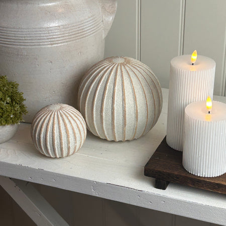 Decorative stone look cream ball ornament 2 sizes